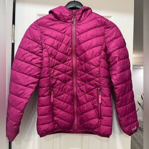 Lole Girls Magenta Lightweight Down Jacket Warm Hooded Puffer Coat Large Size